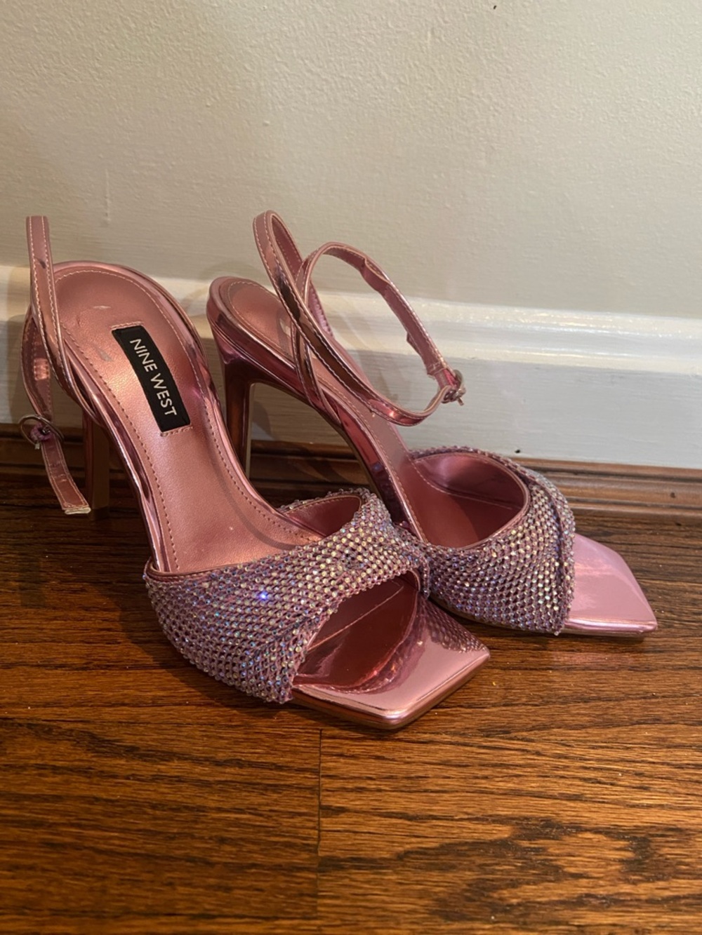 Nine West Pink Crystal Embellished Slingback Heels
